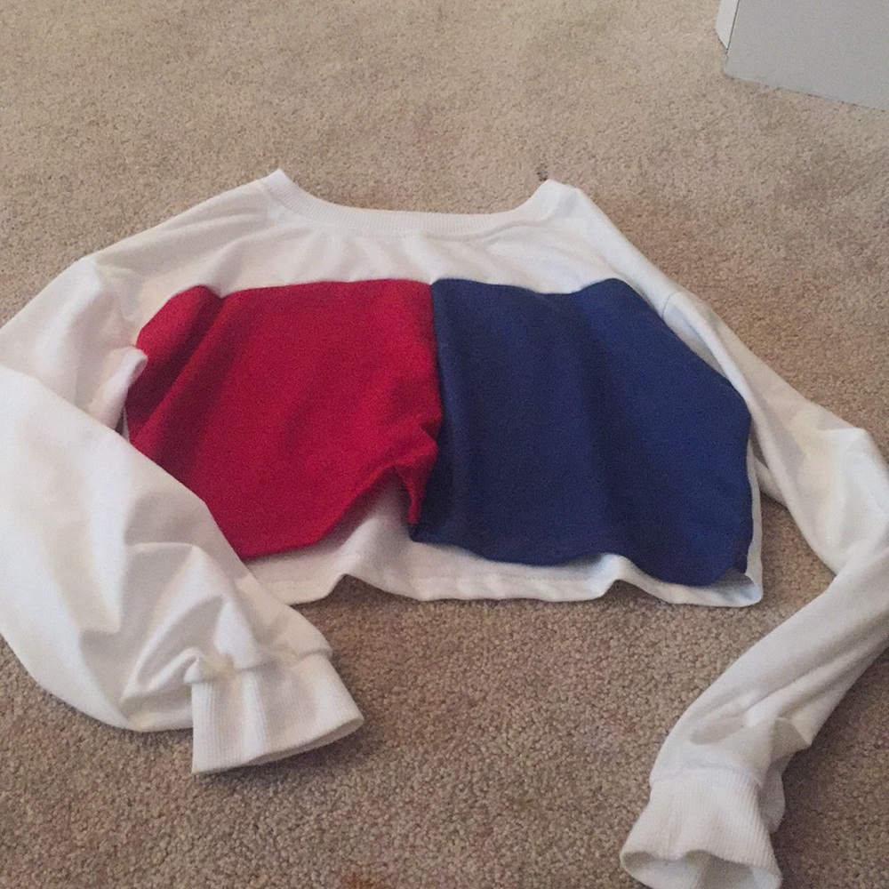 red white blue cropped top
